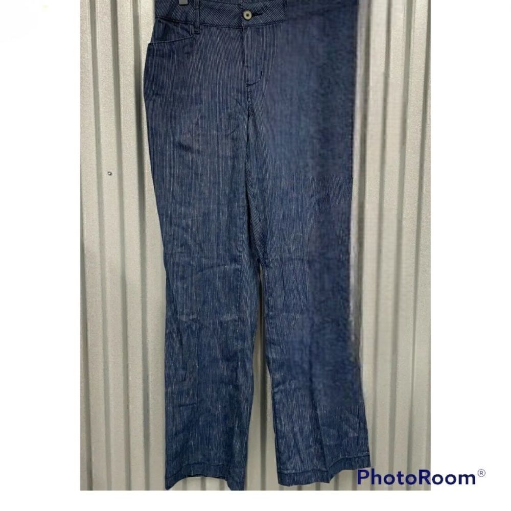 Nydj Woman’s Blue Aguastripe Trouser Pantsnwot.18w